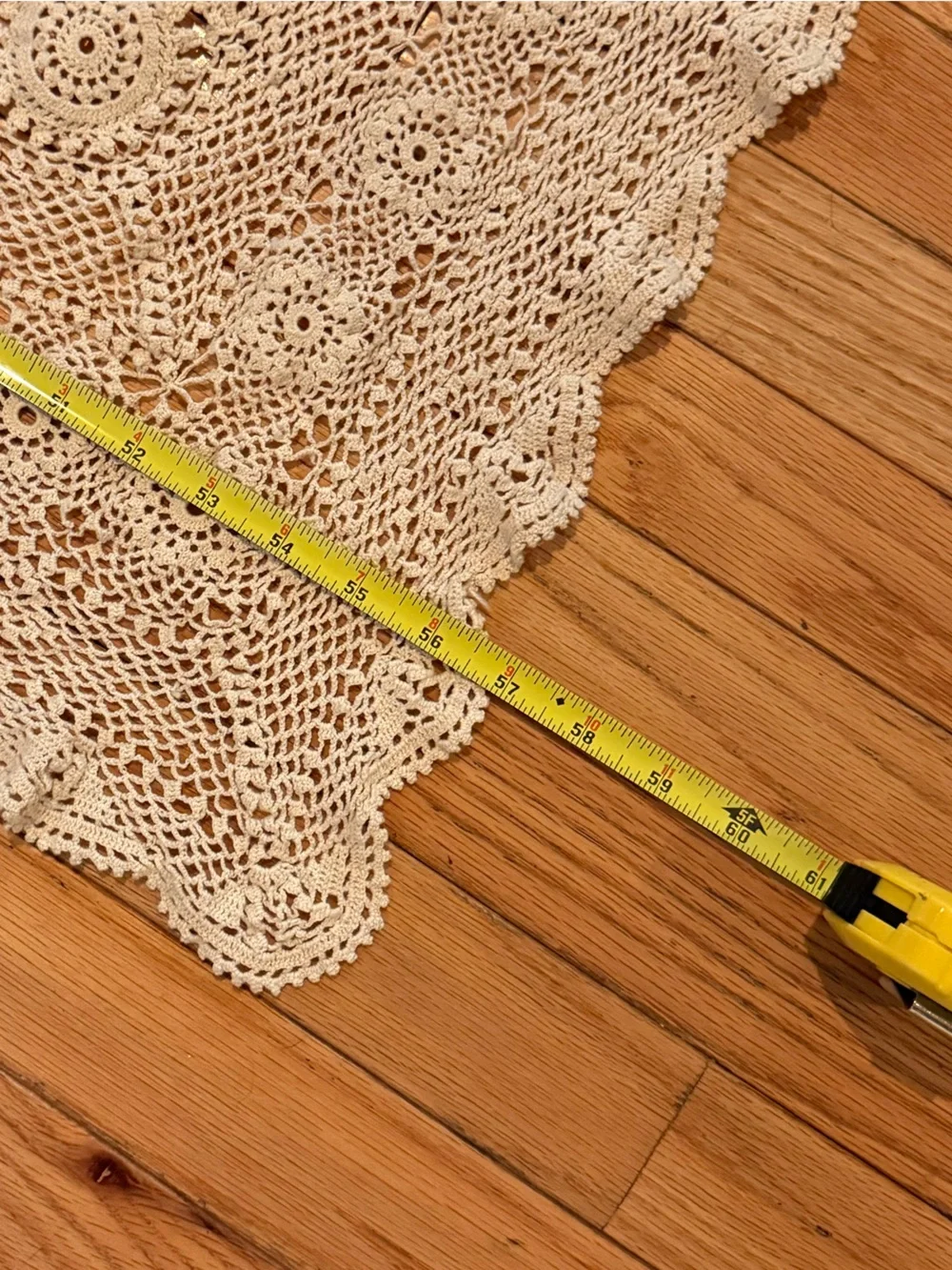 Handmade Crochet Lace Tablecloth Cream 57x87 cottage prarie country